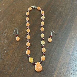 Set of handmade earrings and necklace